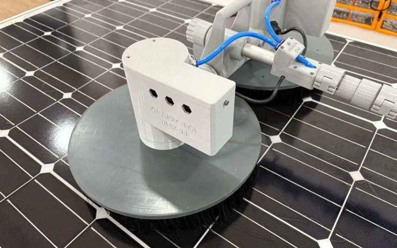 Frobot solar panel cleaning robot working on site